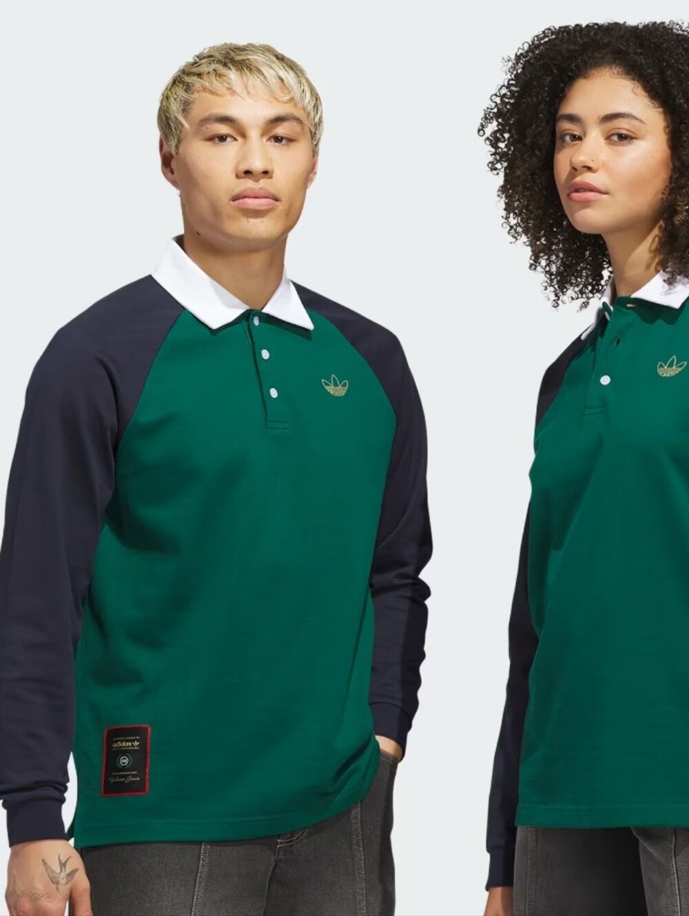 Adidas Skateboarding X Tyshawn Rugby Shirt In Green & Navy Men's Size Large